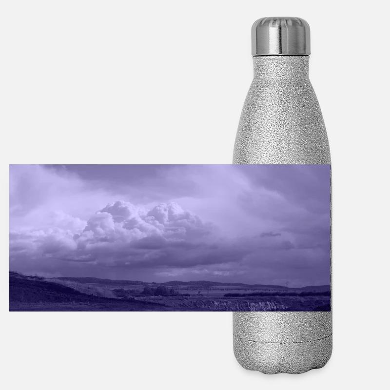 Paysage de brouillard de lavande Gourde isotherme panoramique pailletée 500 ml