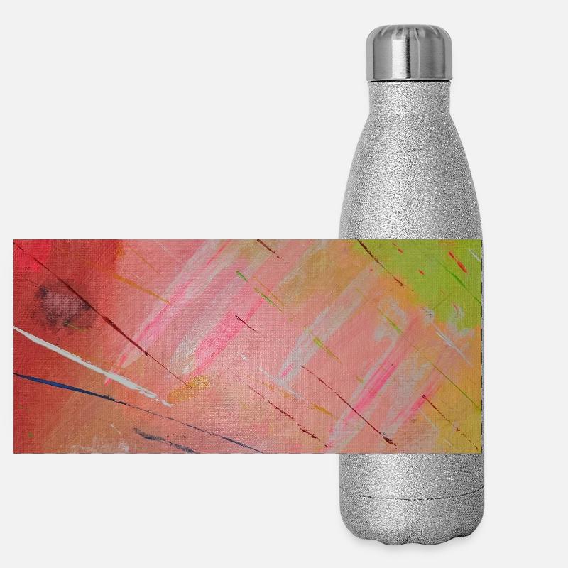 Neon Diagonal Stripe Abstract Panoramic Glitter Thermal Bottle 500 ml