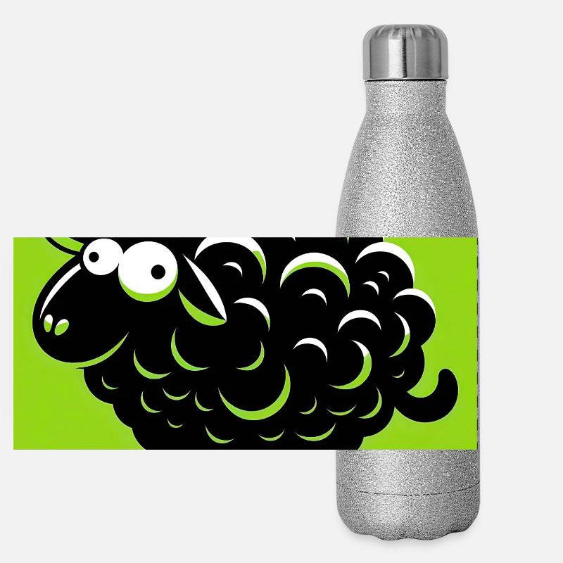 Mouton noir Gourde isotherme panoramique pailletée 500 ml