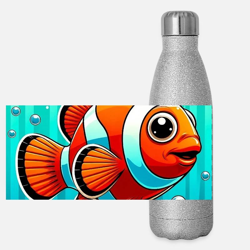 Poisson-clown Gourde isotherme panoramique pailletée 500 ml