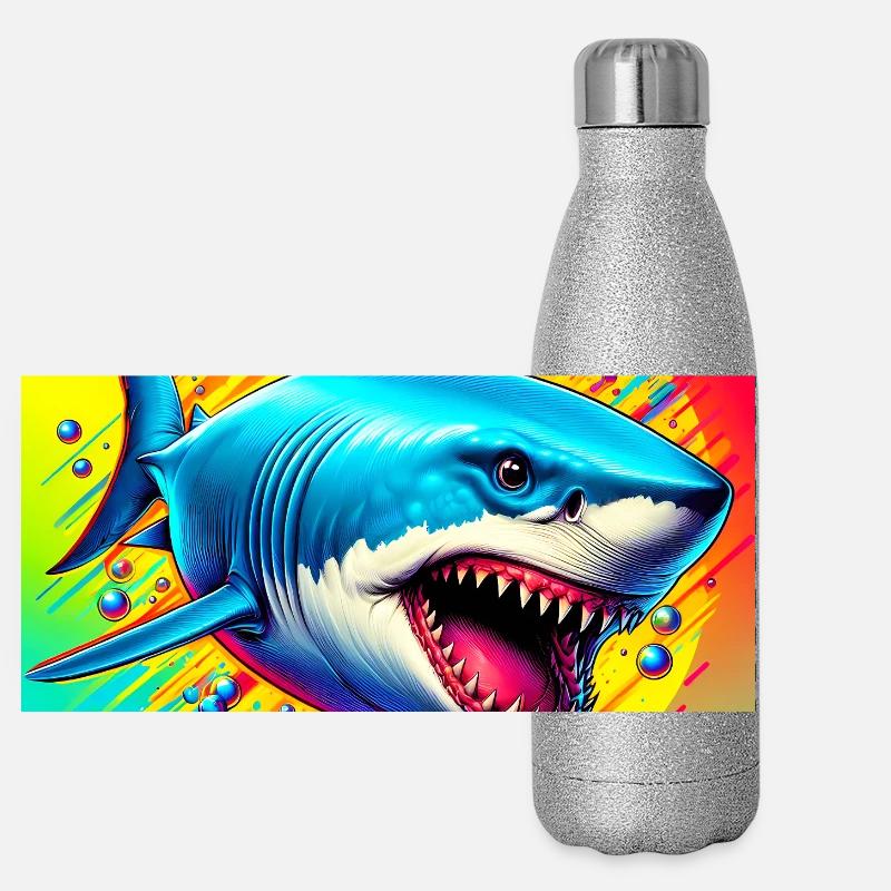 Shark - Panoramic Glitter Thermal Bottle 500 ml - silver glitter