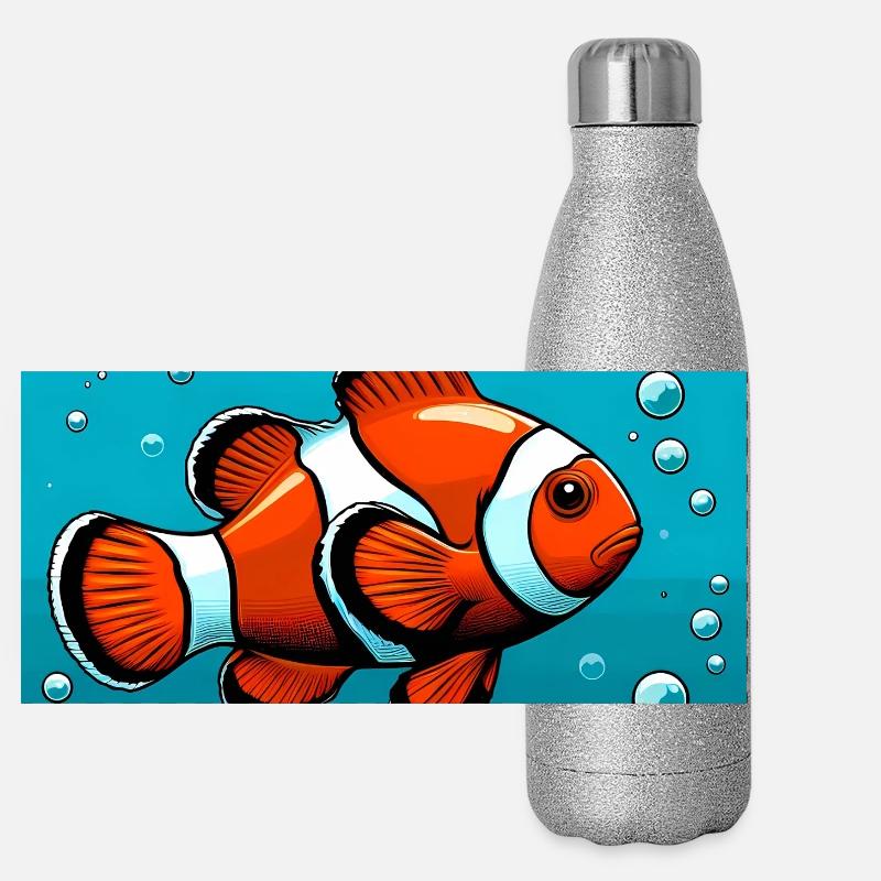 Poisson-clown Gourde isotherme panoramique pailletée 500 ml