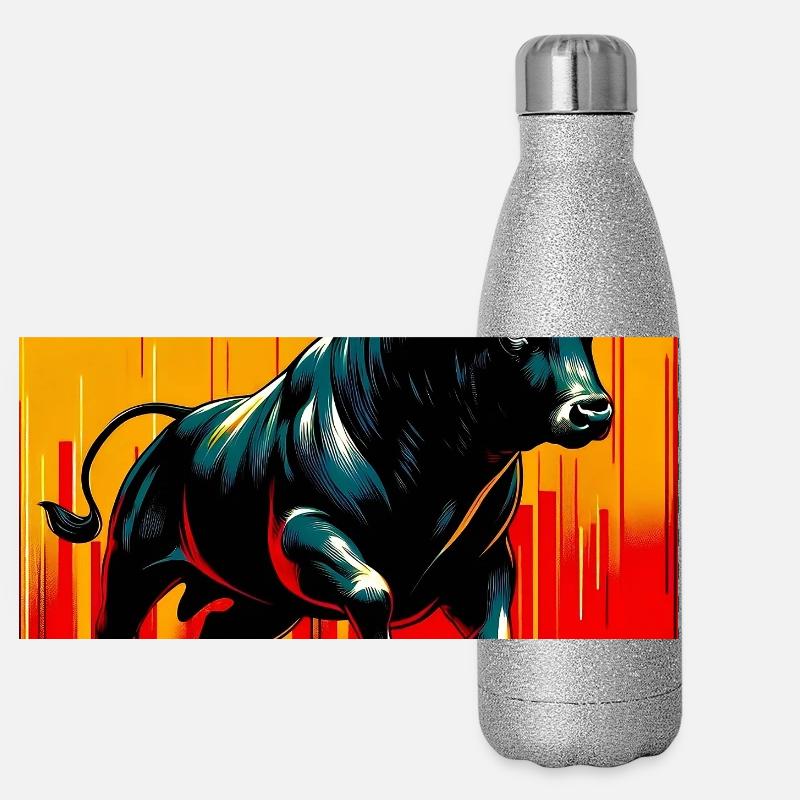 Stier Panorama Glitzer Isolierflasche 500 ml