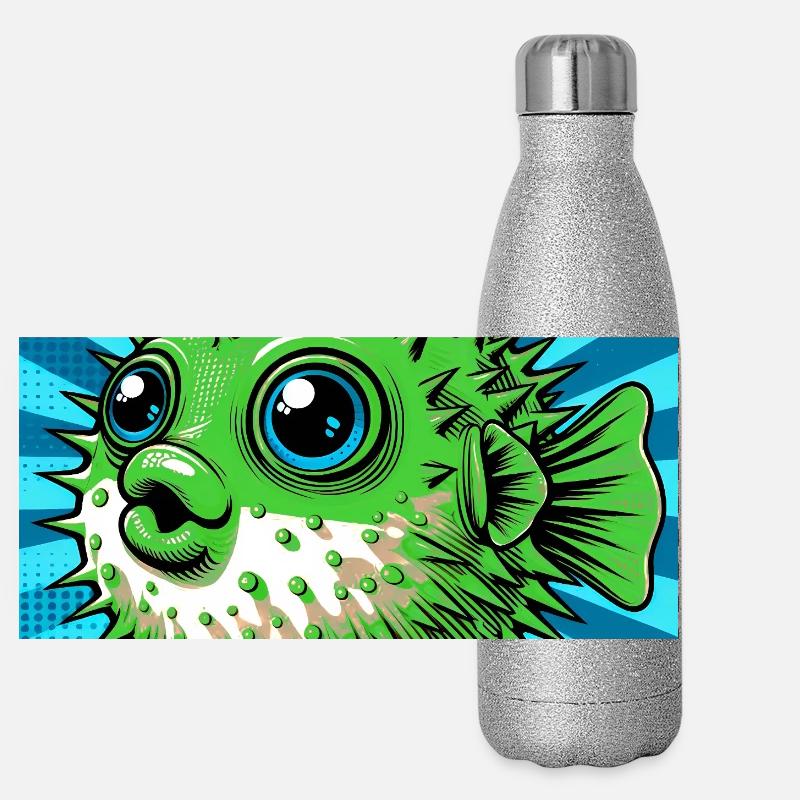 Kugelfisch Panorama Glitzer Isolierflasche 500 ml