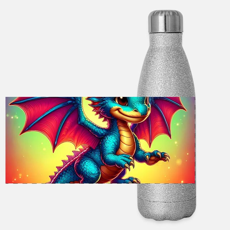 Drache Panorama Glitzer Isolierflasche 500 ml