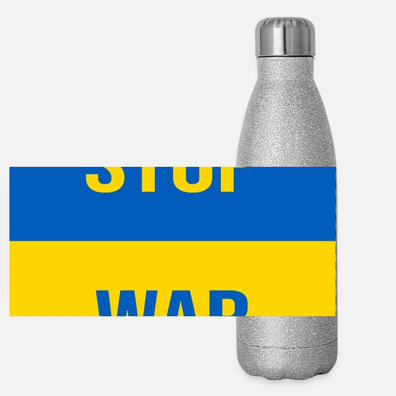 STOP WAR Panorama Glitzer Isolierflasche 500 ml