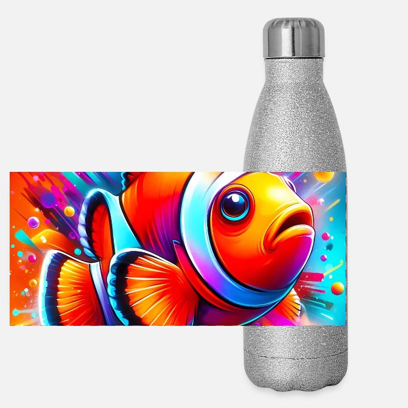Poisson-clown Gourde isotherme panoramique pailletée 500 ml