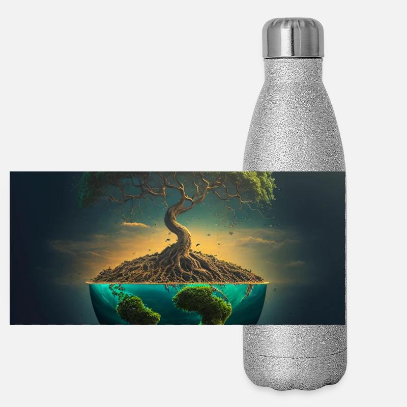 World Tree: Tree over half a sphere Panoramic Glitter Thermal Bottle 500 ml