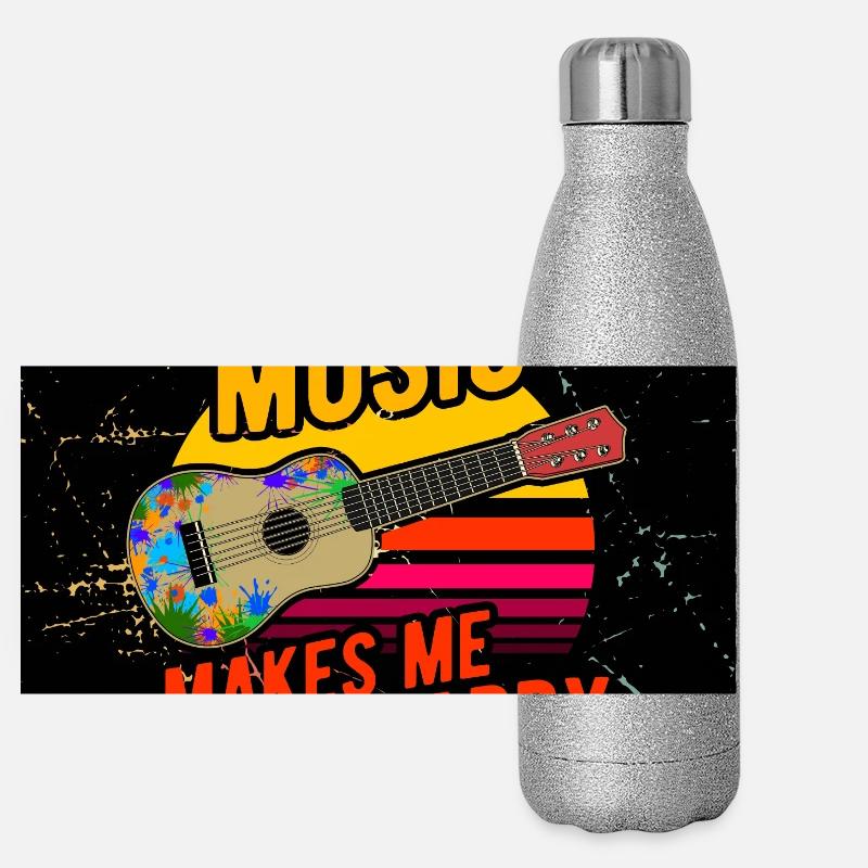 Ukulele Gesichtsmaske Panorama Glitzer Isolierflasche 500 ml