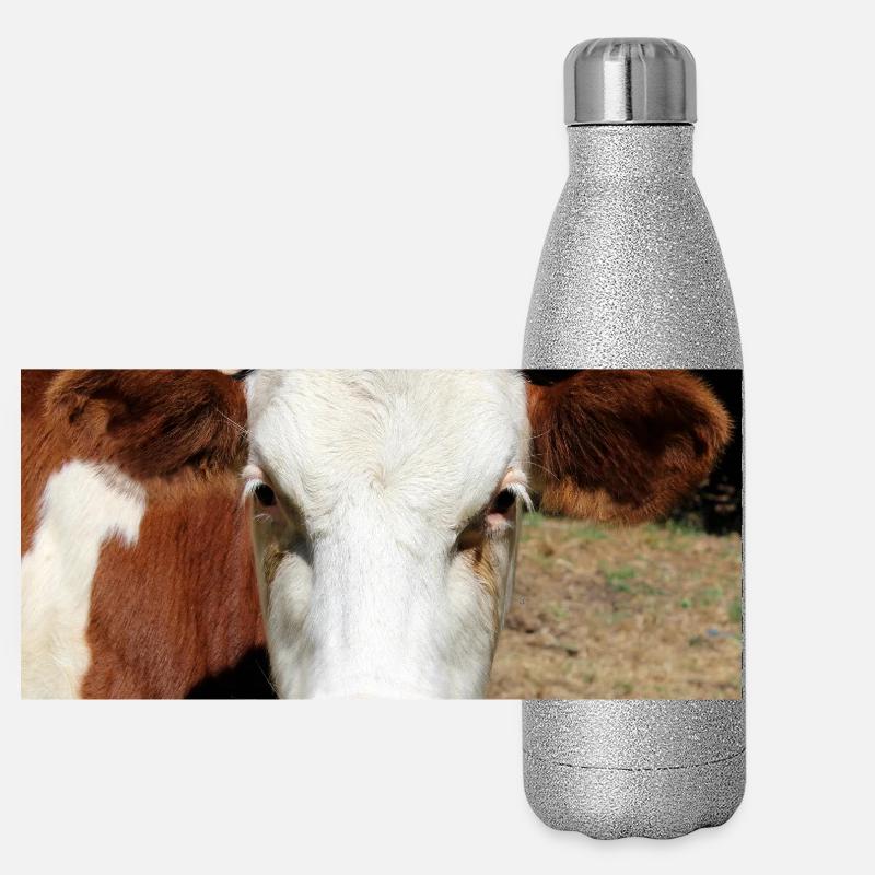 Affiche vache Gourde isotherme panoramique pailletée 500 ml