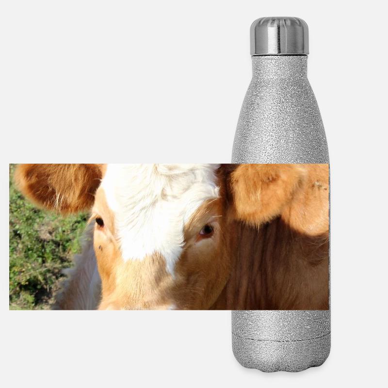 Affiche vache Gourde isotherme panoramique pailletée 500 ml