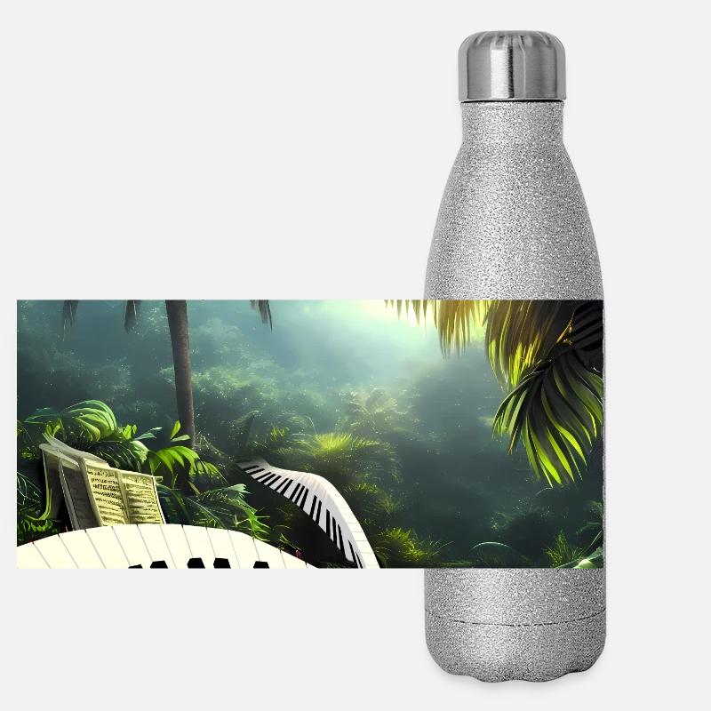 Piano dans la jungle Gourde isotherme panoramique pailletée 500 ml