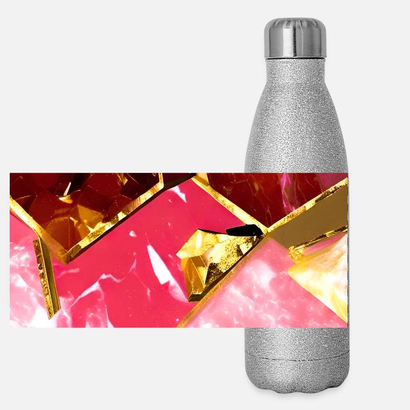 Marmor Roségold Textur Panorama Glitzer Isolierflasche 500 ml
