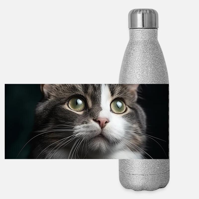Katze Panorama Glitzer Isolierflasche 500 ml