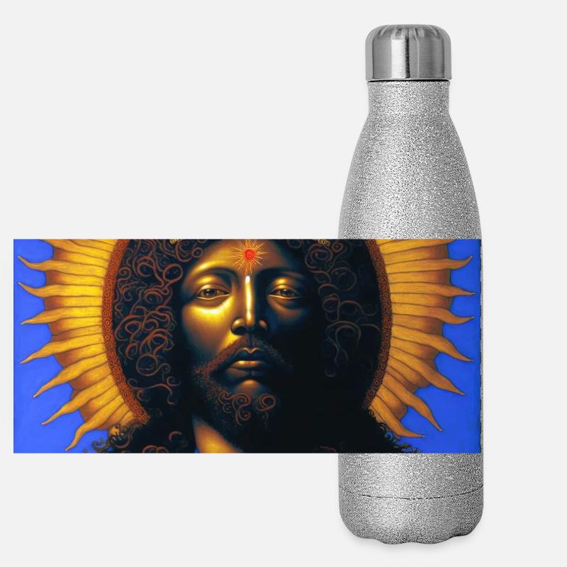 Schwarzer Jesus 03 Panorama Glitzer Isolierflasche 500 ml