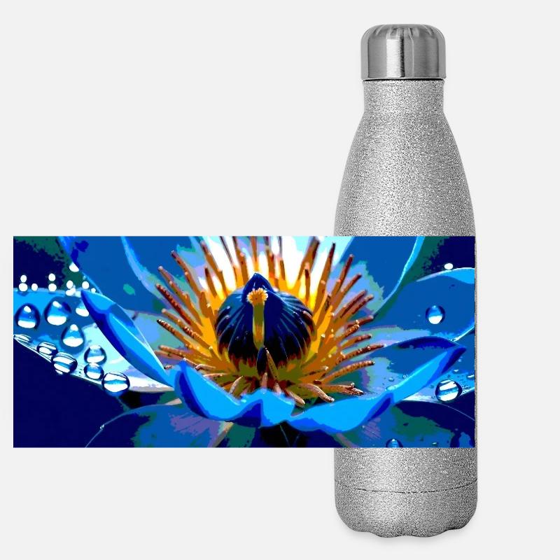 Der Blaue Lotus Panorama Glitzer Isolierflasche 500 ml