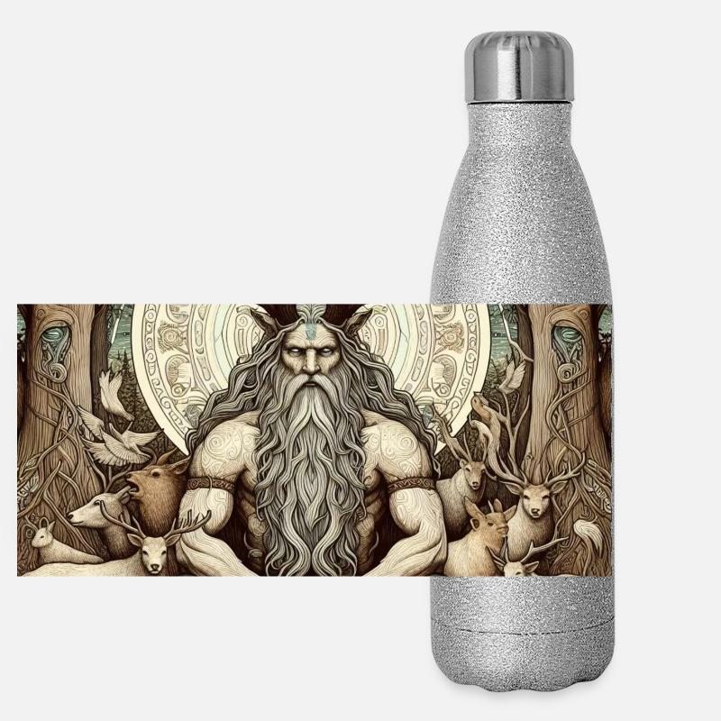 Cernunnos, dieu celte Gourde isotherme panoramique pailletée 500 ml