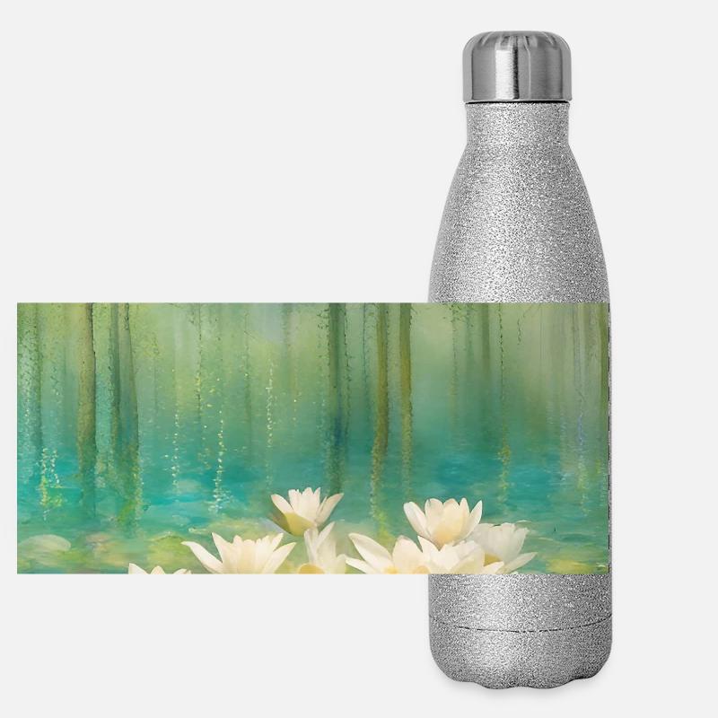 Seerosen Panorama Glitzer Isolierflasche 500 ml