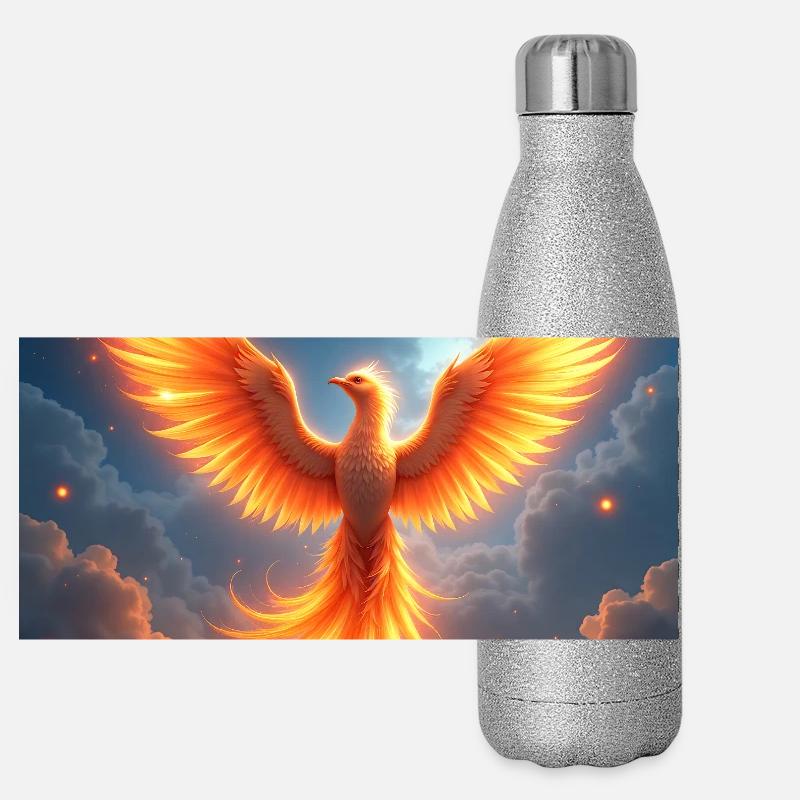 Animal Totem Phœnix Gourde isotherme panoramique pailletée 500 ml