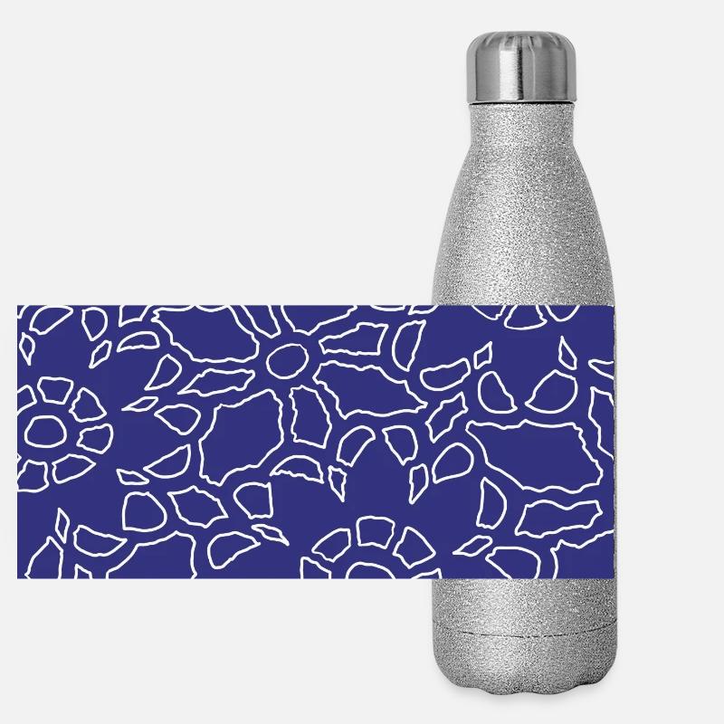 Lineares geometrisches Weihnachtsmuster Panorama Glitzer Isolierflasche 500 ml
