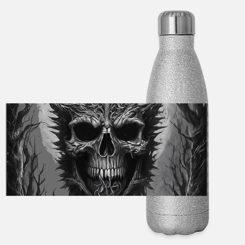Dark Forest Skull Shadow Art Panoramic Glitter Thermal Bottle 500 ml