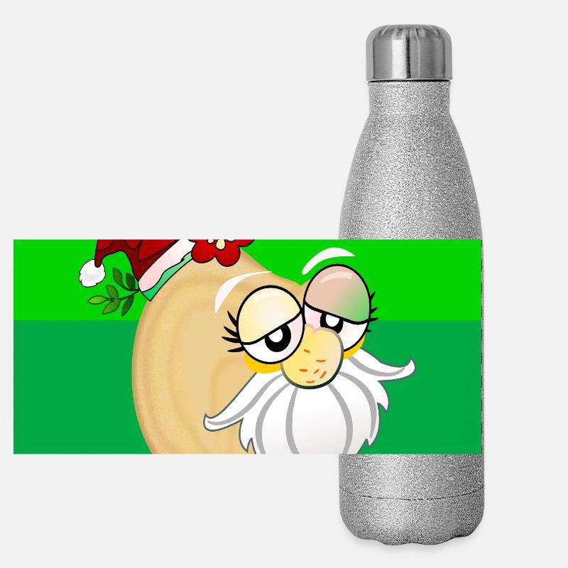 MERRY CHRISTMAS CHICKPEA SANTA CLAUS Panoramic Glitter Thermal Bottle 500 ml