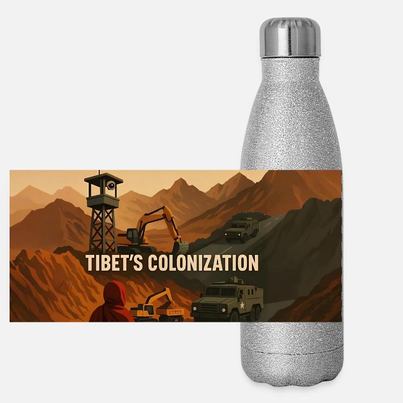 Kolonisierung Tibets Panorama Glitzer Isolierflasche 500 ml