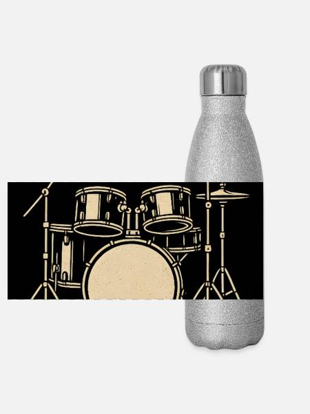 Illustration de batterie Black Silver - Gourde isotherme panoramique pailletée 500 ml - paillettes argentées - Devant