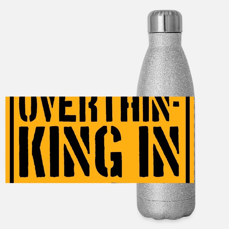 Overthinking In Process Funny Brooding Saying Logo Panoramic Glitter Thermal Bottle 500 ml