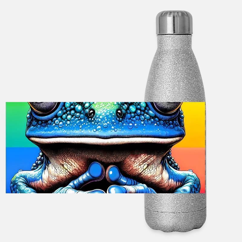 Frosch - Panorama Glitzer Isolierflasche 500 ml - Silber Glitzer