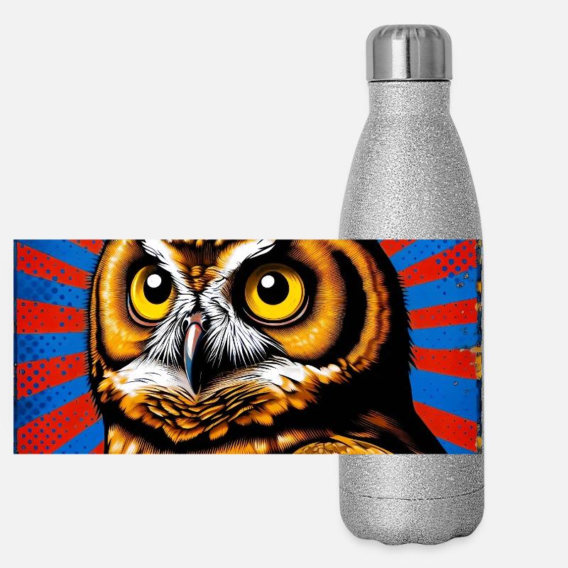Eule Panorama Glitzer Isolierflasche 500 ml