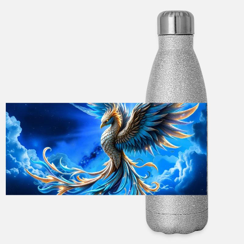 Feuerhimmel-Phönix Panorama Glitzer Isolierflasche 500 ml