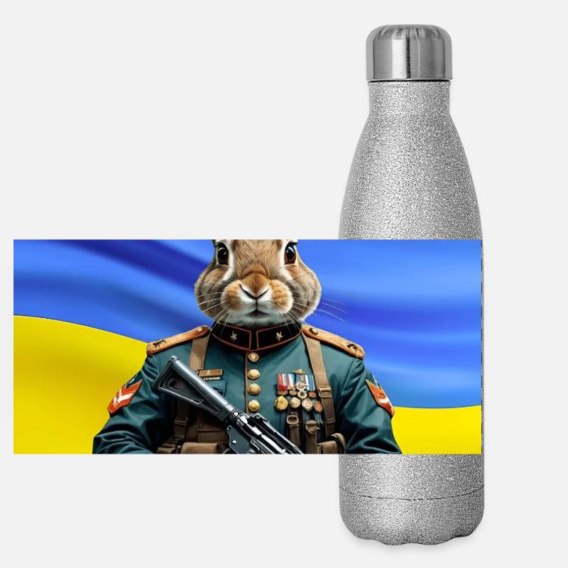 Guardian Rabbit: Held der Ukraine Panorama Glitzer Isolierflasche 500 ml