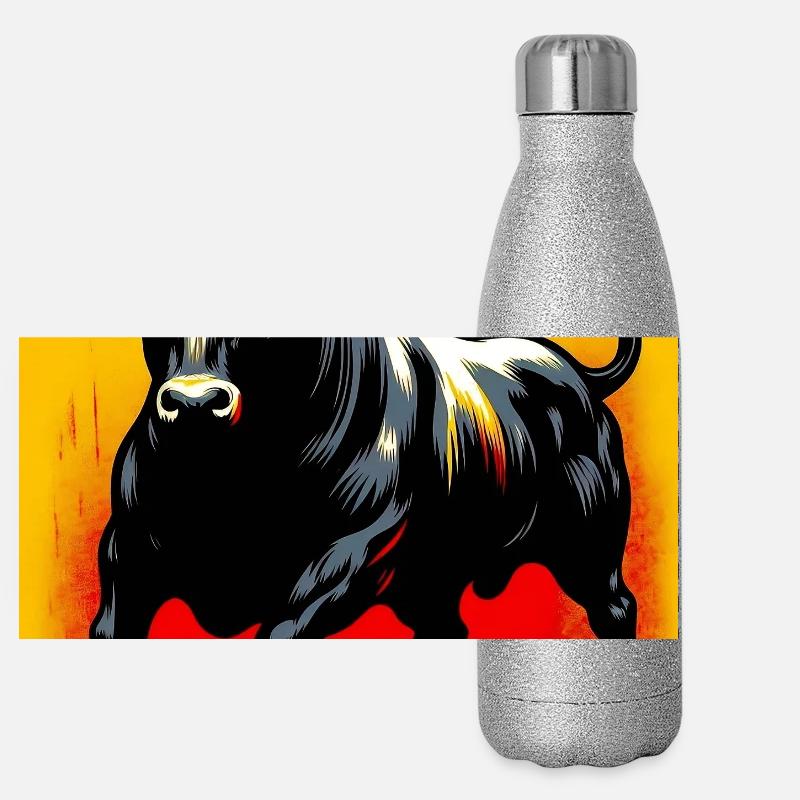Stier Panorama Glitzer Isolierflasche 500 ml