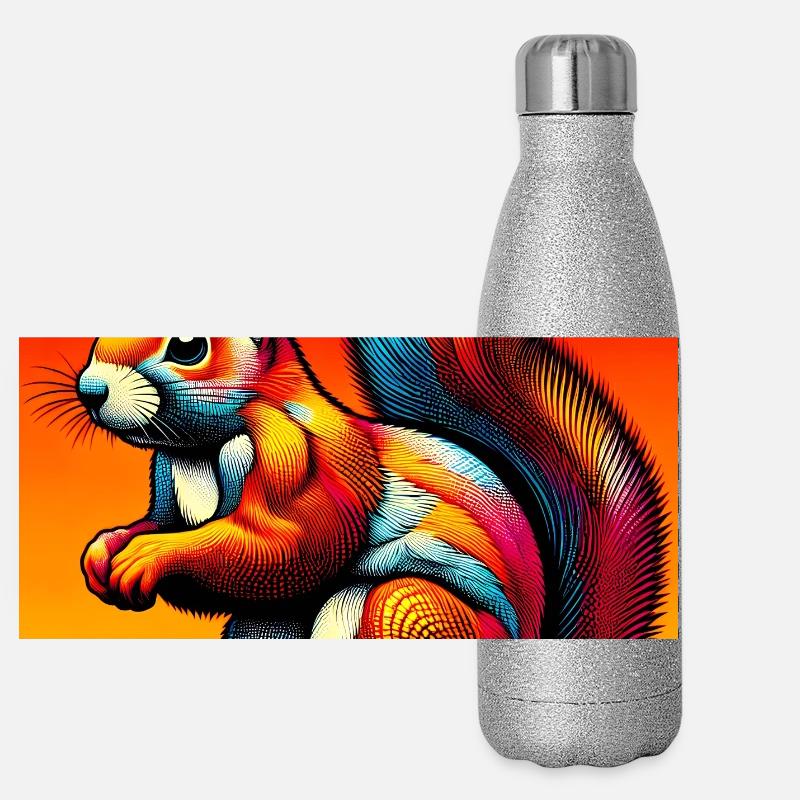 Eichhörnchen Panorama Glitzer Isolierflasche 500 ml