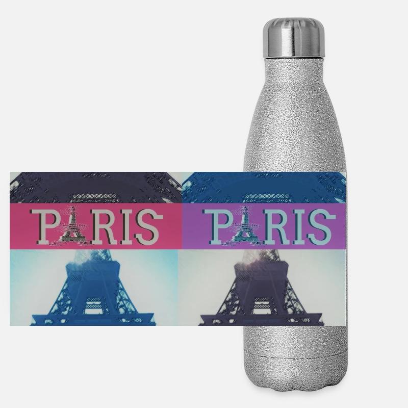 Paris Eiffel - Panoramic Glitter Thermal Bottle 500 ml - silver glitter