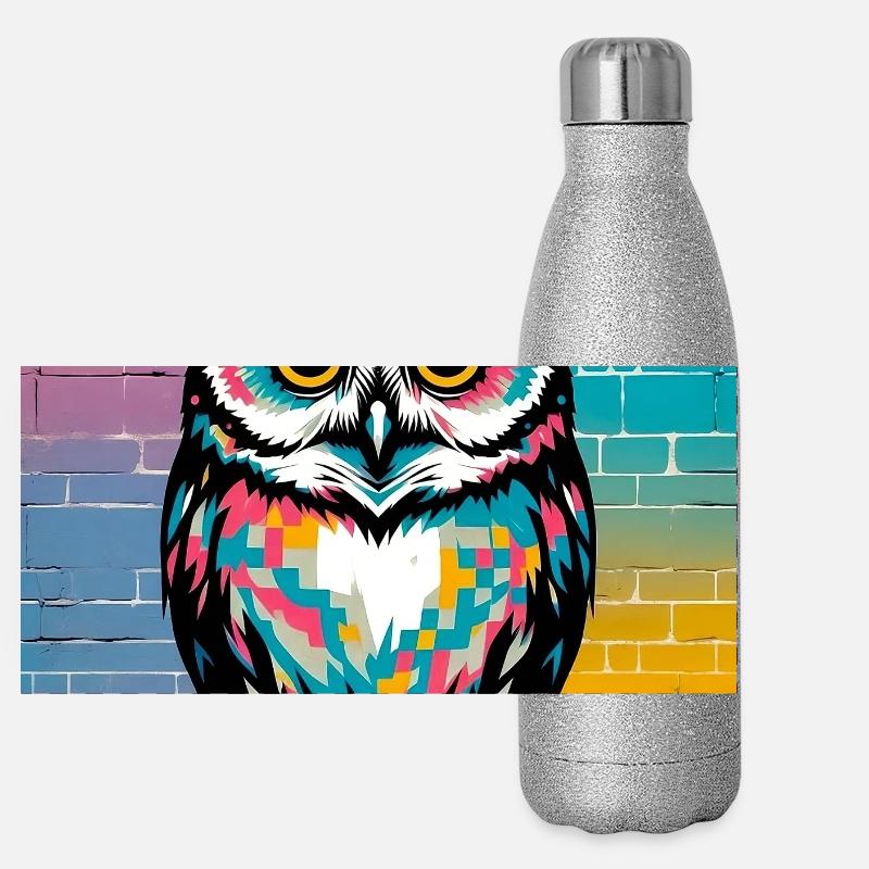 Eule Panorama Glitzer Isolierflasche 500 ml