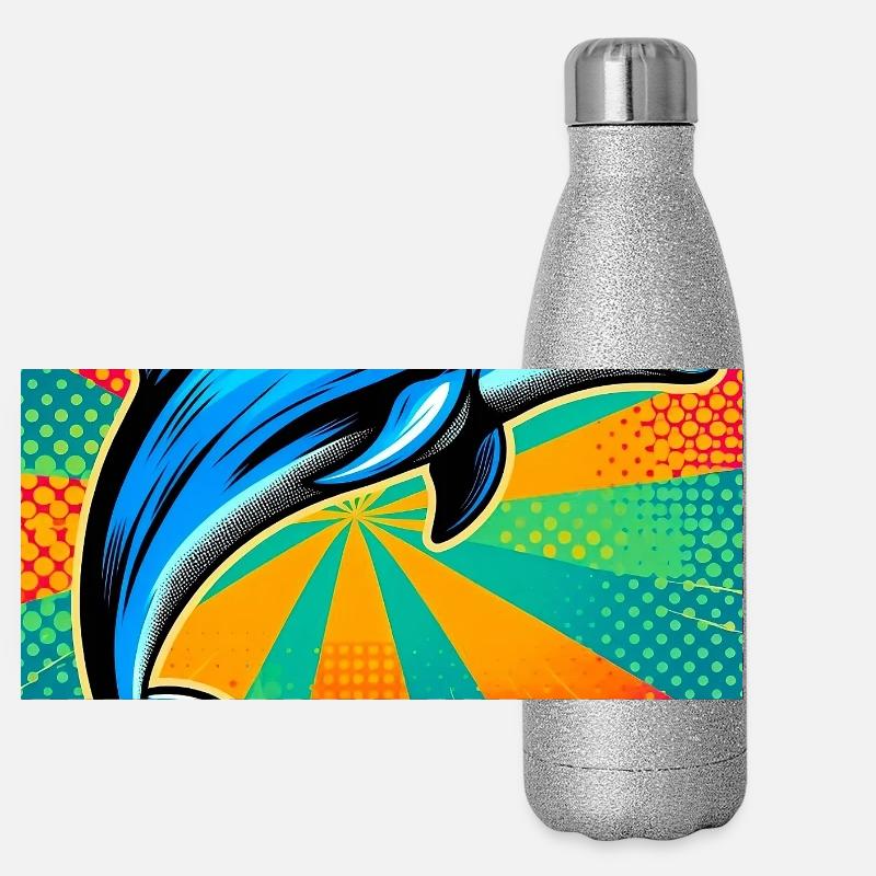 Delfin Panorama Glitzer Isolierflasche 500 ml