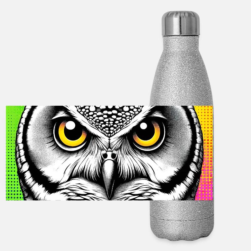 Eule Panorama Glitzer Isolierflasche 500 ml