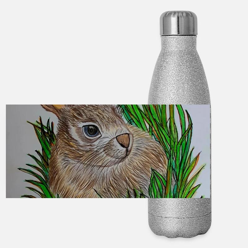 EG Bunny I Animal I Easter I Gift Idea I Holiday Panoramic Glitter Thermal Bottle 500 ml