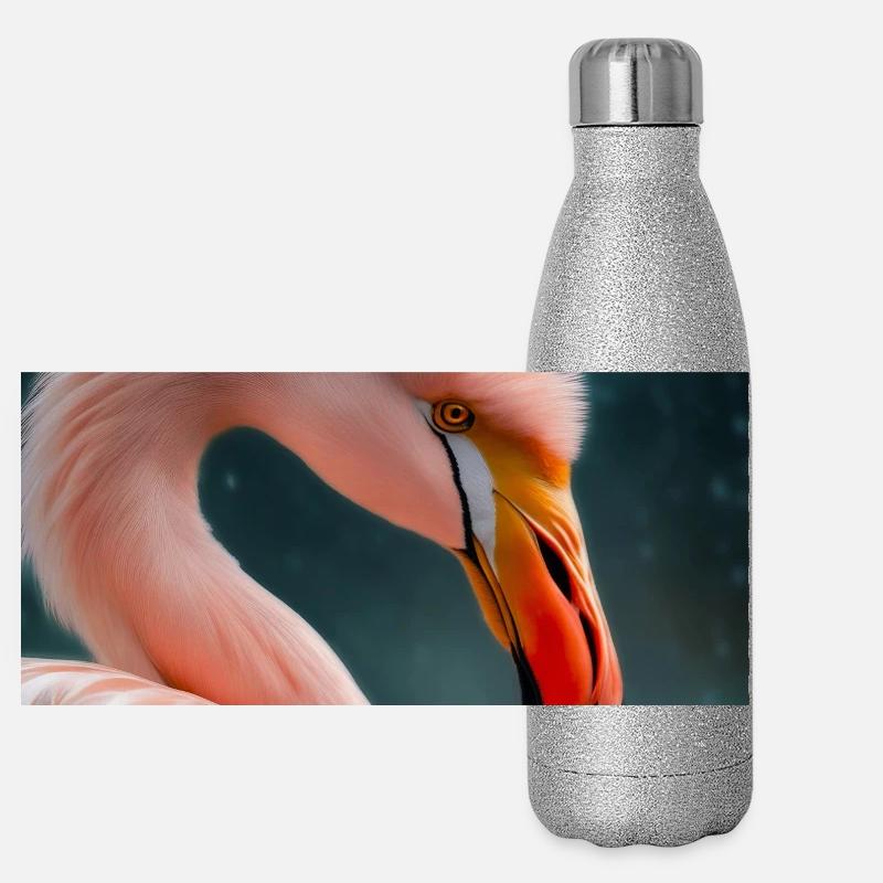 Flamant Rose Gourde isotherme panoramique pailletée 500 ml