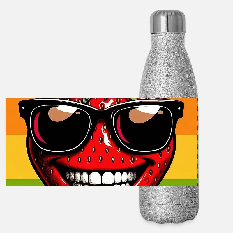 Erdbeeren Erdbeeren Panorama Glitzer Isolierflasche 500 ml