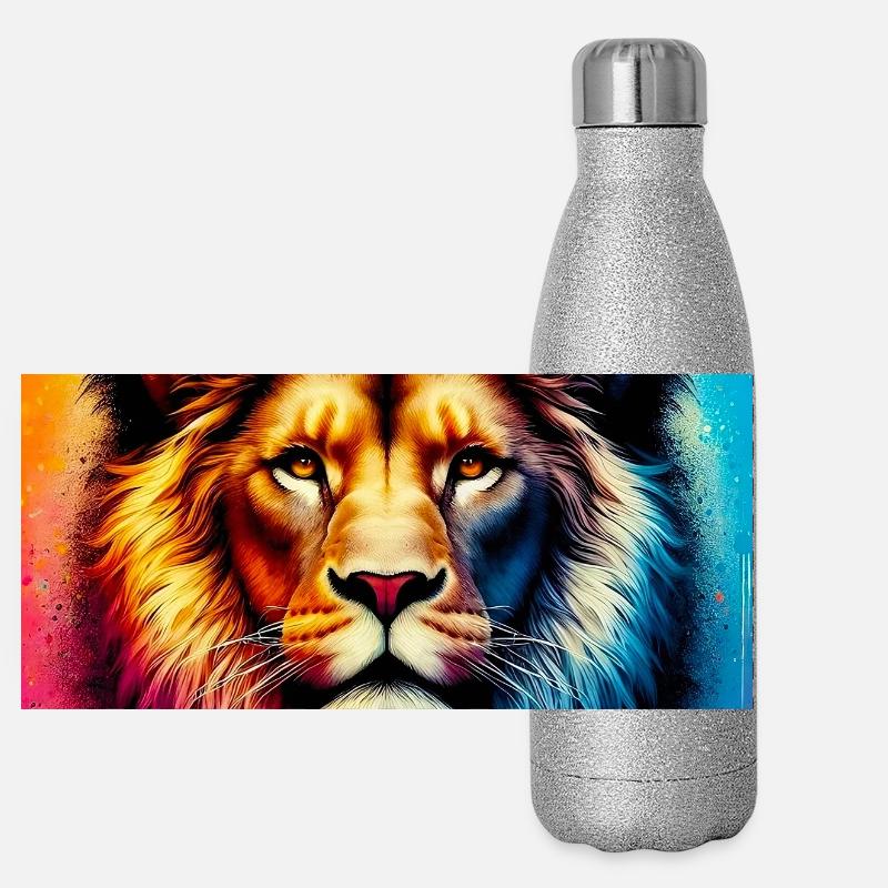 Löwe Panorama Glitzer Isolierflasche 500 ml