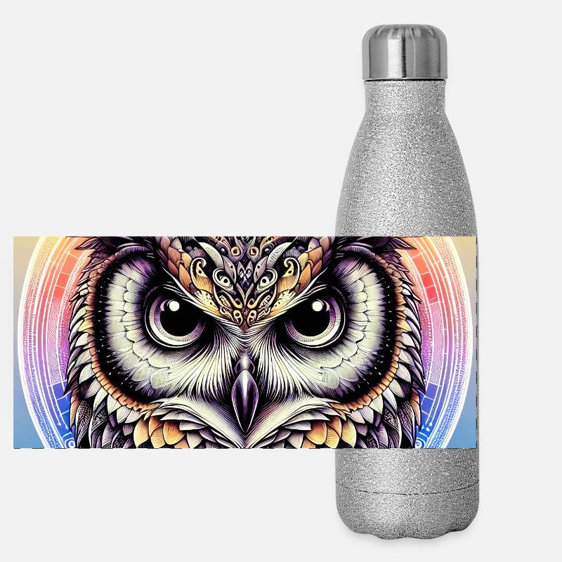 Eule Panorama Glitzer Isolierflasche 500 ml