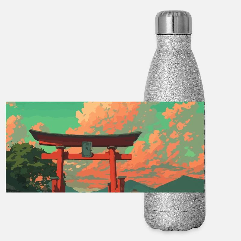 Serein Torii Gate Scène De Coucher De Soleil Gourde isotherme panoramique pailletée 500 ml