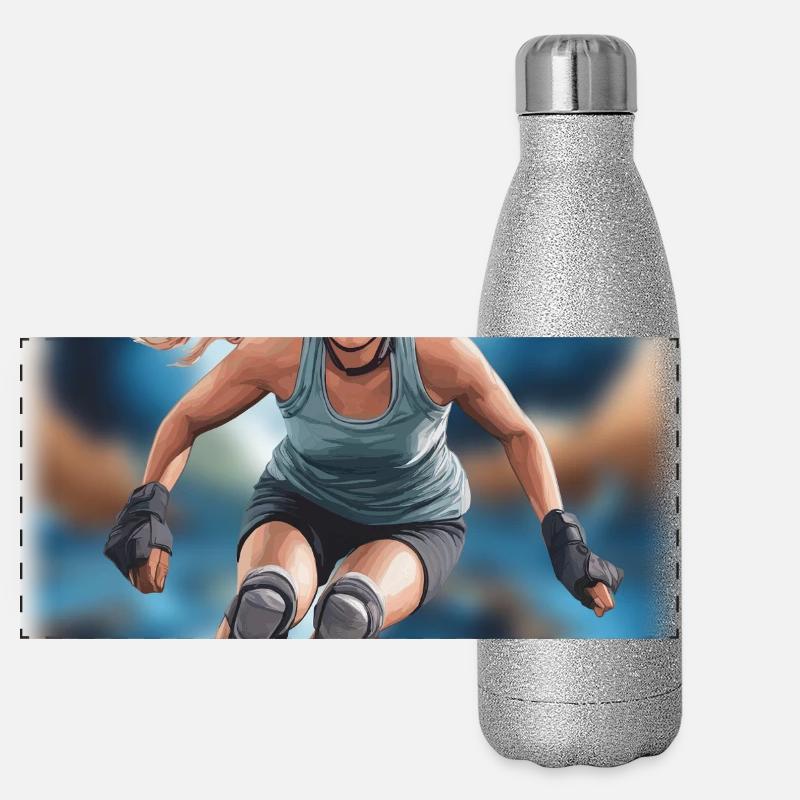 FRAU Rollschuhe ROLLING THROUGH LIFE Panorama Glitzer Isolierflasche 500 ml