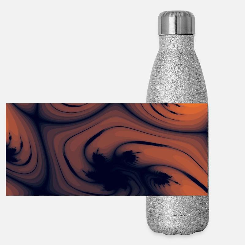 Fraktalorange Wirbelkunst Panorama Glitzer Isolierflasche 500 ml