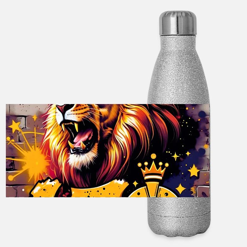 Leo - Panoramic Glitter Thermal Bottle 500 ml - silver glitter