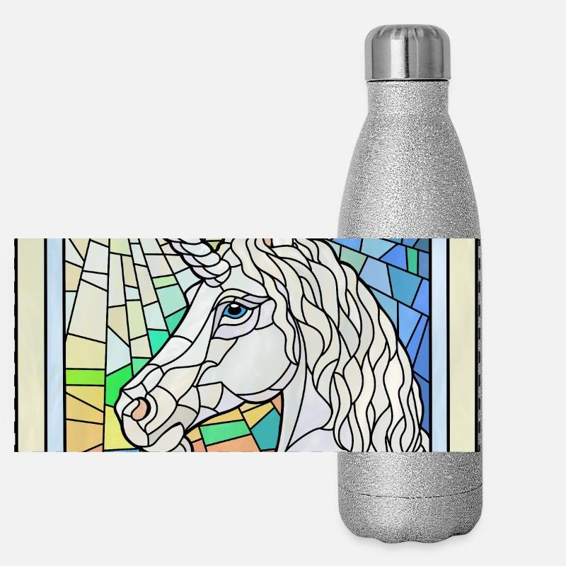 Einhorn in Glas Panorama Glitzer Isolierflasche 500 ml