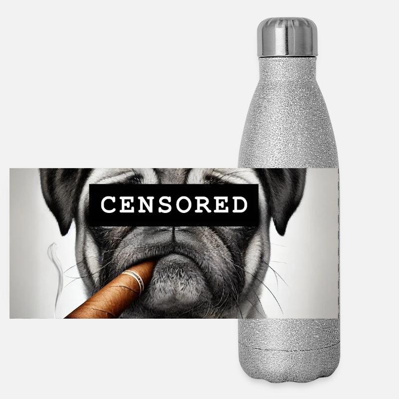 Carlin censuré avec cigare Gourde isotherme panoramique pailletée 500 ml